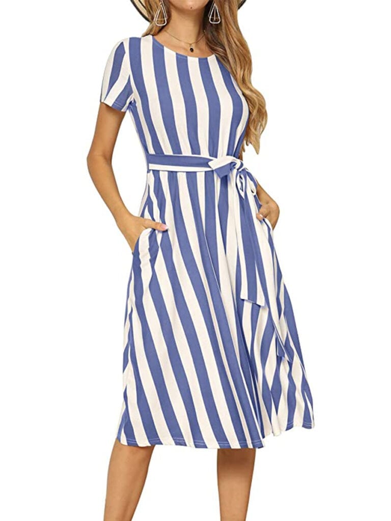 Striped Short Sleeve Midi Dress | Must-Have Casual Summer Dresses Under $50
