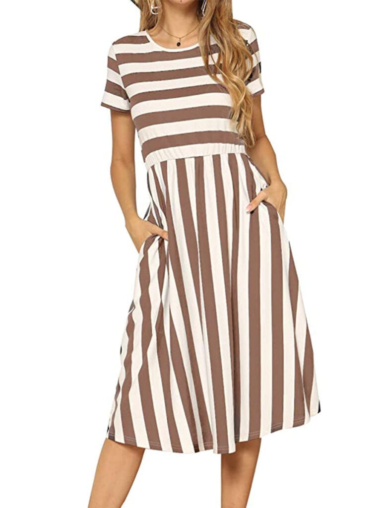 Short Sleeve Striped Midi Dress | Must-Have Casual Summer Dresses Under $50