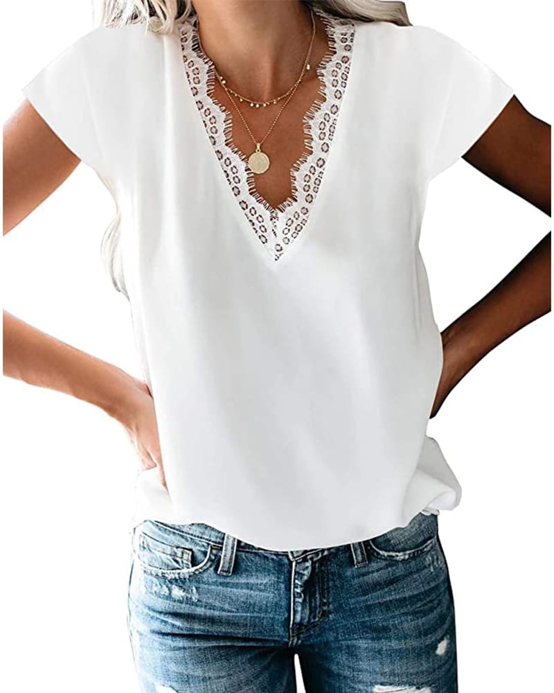 Cap Sleeve Lace-Trimmed Top | Comfy Work From Home Wardrobe Essentials | The Basic Housewife