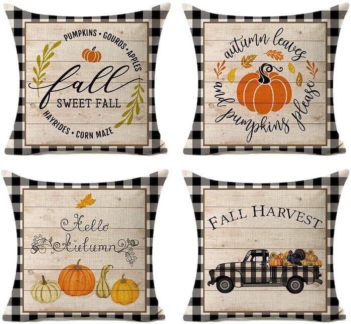 Black Buffalo Plaid Pillows for Fall