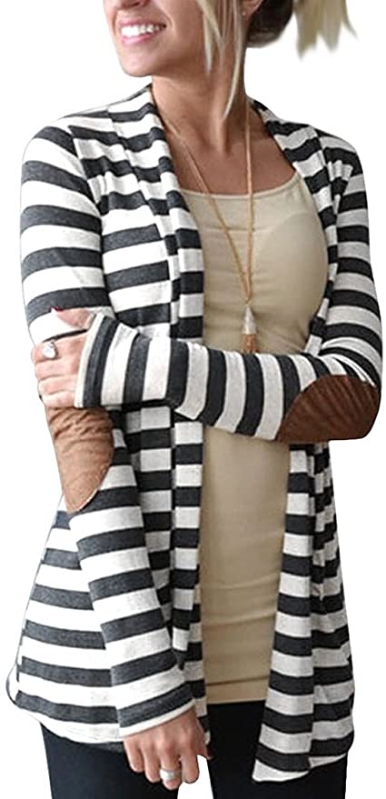 Striped Cardigan with Elbow Patches  | Fall Outfit Ideas: 30+ Must-Haves For Your Autumn Wardrobe