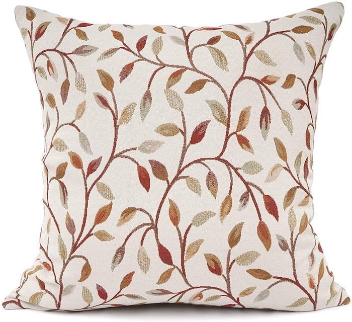 Embroidered Leaf Pattern Pillow Covers for Fall