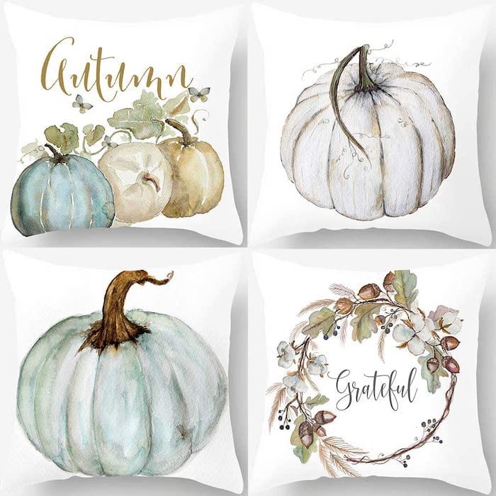 Watercolor Pumpkin Pillow Covers for Fall