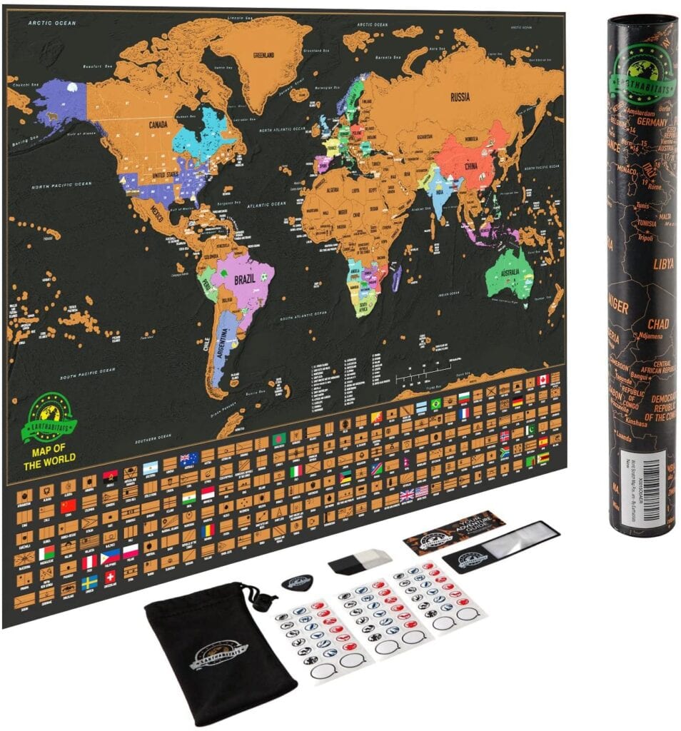Scratch Off Poster Map | 50+ Gifts for Dads Who Have Everything | Gift Ideas for Dad Under $25