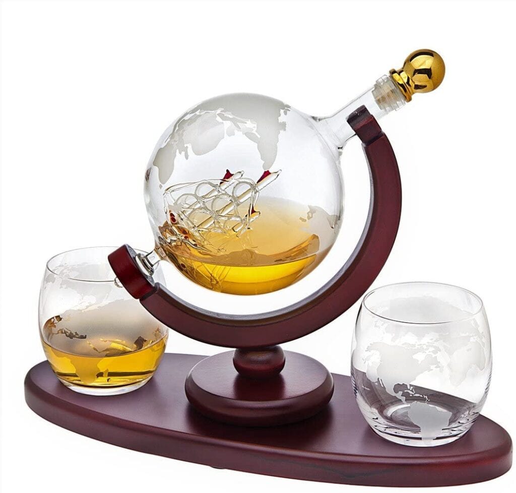 Globe Whiskey Decanter Set | 50+ Gifts for Dads Who Have Everything | Gift Ideas for Dad Under $100