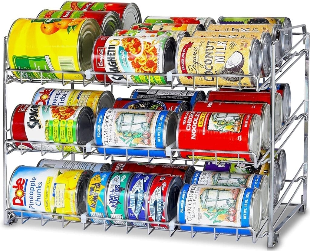 A stackable can rack for your pantry organization.