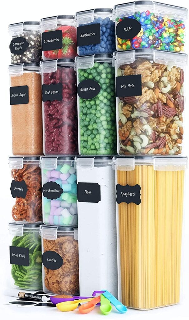 Airtight food containers for your pantry organization.