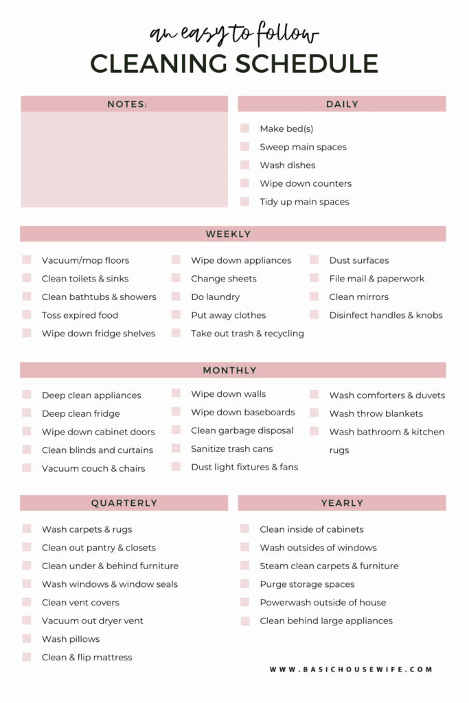An annual cleaning schedule | Must-Have Cleaning Essentials to Tidy Up Your Home | Monthly cleaning, weekly cleaning, yearly cleaning, quarterly cleaning tips