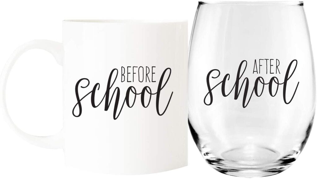 Coffee Mug and Stemless Wine Glass Set | Gift Ideas for Teachers That They'll Actually Want