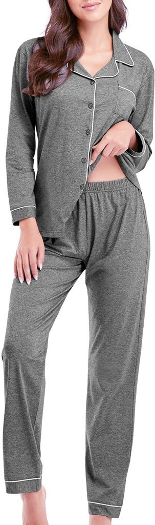 Grey Button Down Sleepwear Set | 20+ Cute & Comfy Pajama Sets You Need To Own | Basic Housewife