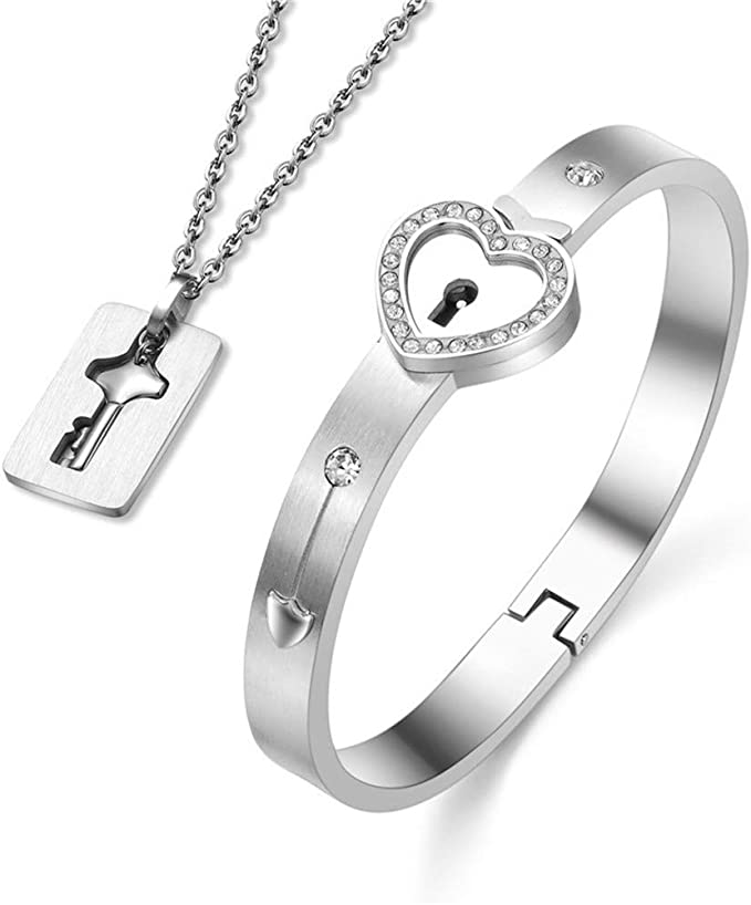 Lock Bracelet & Key Necklace Set | Romantic Gift Ideas To Give Your Partner | Basic Housewife