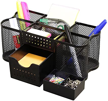 Black metal Office Supply Caddy | Must-Have Office Desk Accessories to Organize Your Workspace