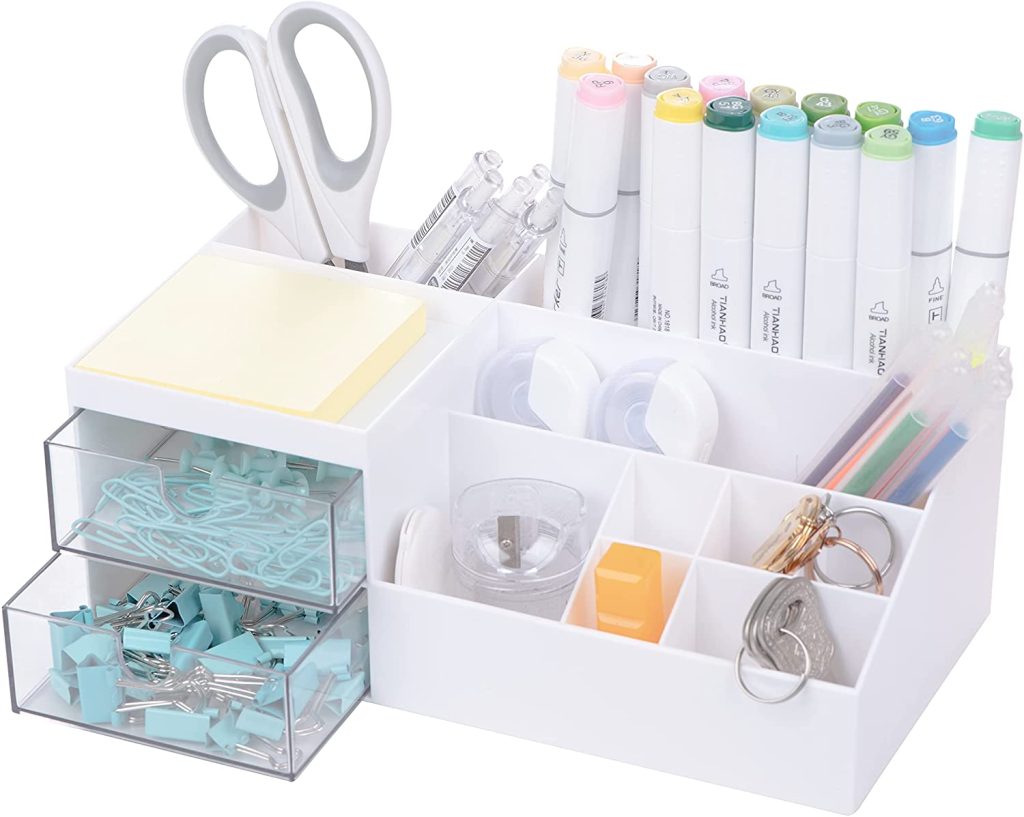 White Acrylic Desk Organizer | Must-Have Office Desk Accessories to Organize Your Workspace