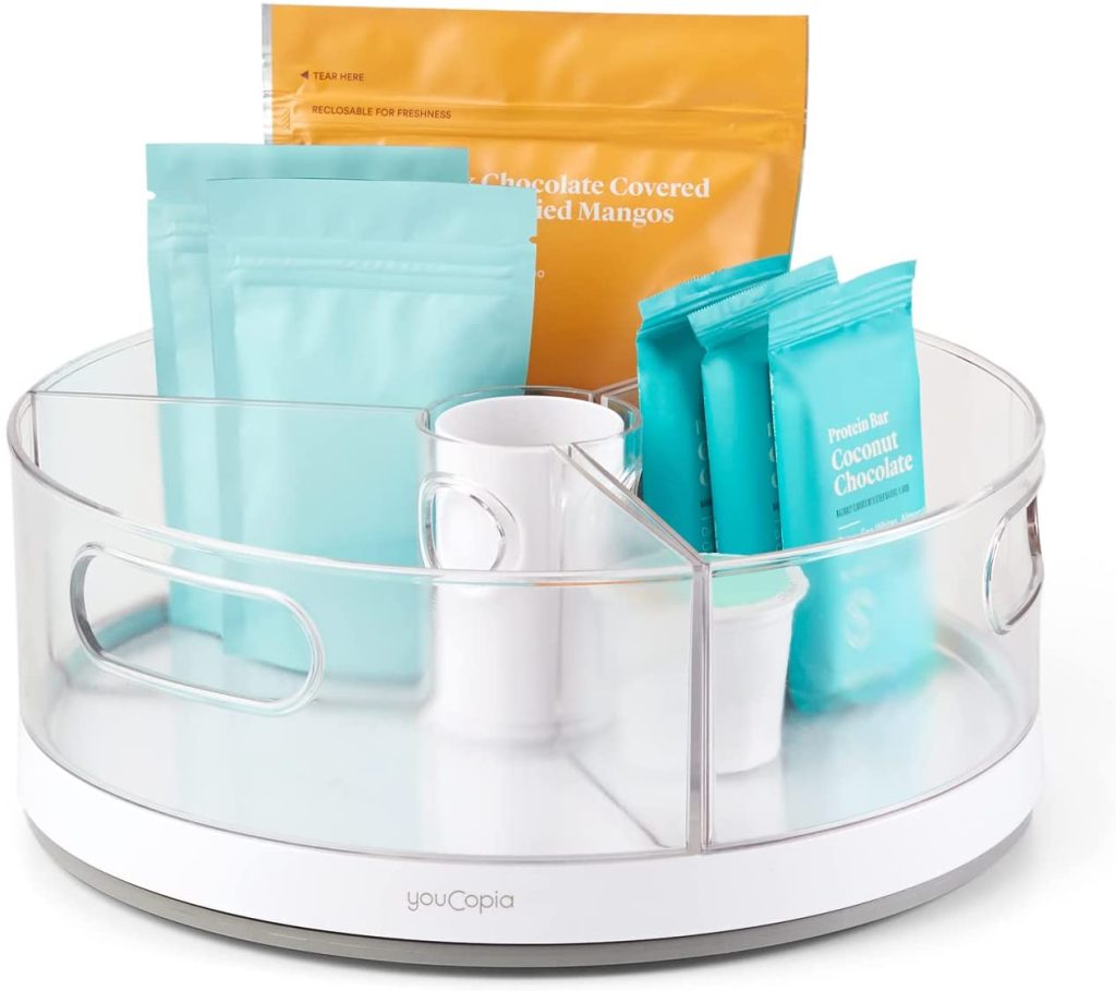 Lazy Susan Bin Storage | Pantry Storage | 30+ Kitchen Accessories & Storage Solutions To Get Organized | Basic Housewife