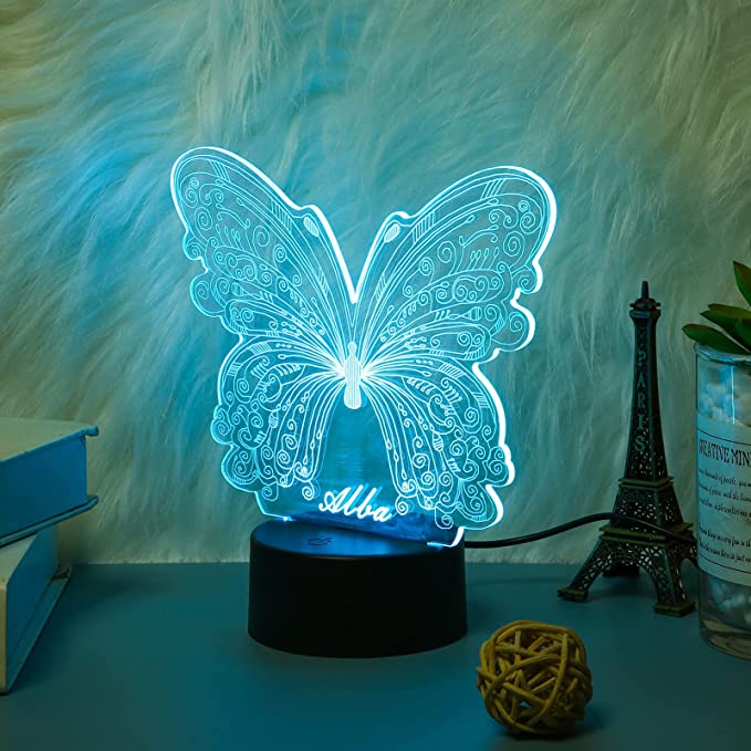 Personalized LED Butterfly Night Light | Valentines Gifts for Teen Girls | Basic Housewife