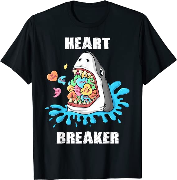 Shark Heart Breaker T-Shirt | Valentines Gifts for Teen Boys | Basic Housewife