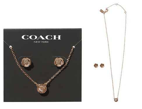 Coach Open Circle Necklace and Tea Rose Stud Set ($125 Value)