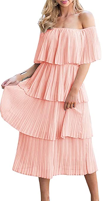 Pleated Off Shoulder Dress for a Wedding Guest | Basic Housewife