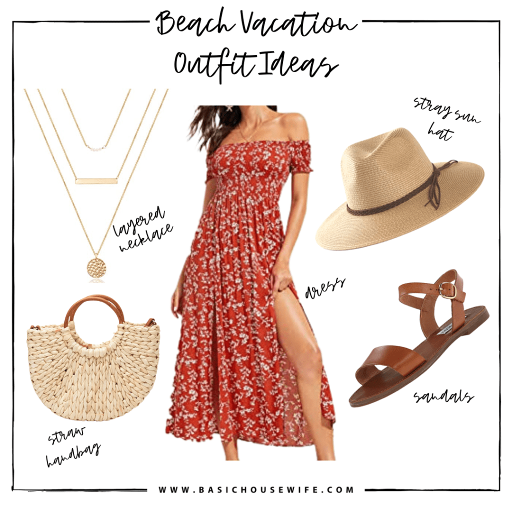 Beach Vacation Outfit Ideas | Off the Shoulder Floral Maxi Dress