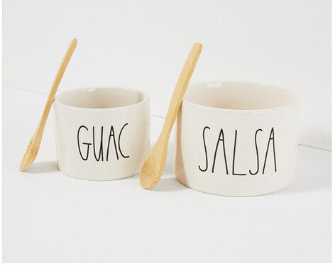 Rae Dunn Guac Salsa Bowls (with 2 Wooden Spoons) - $40 Value