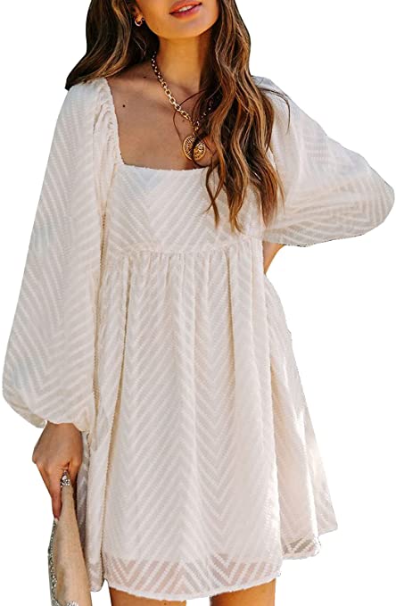 Flowy Shift Babydoll Mini Dress | Must-Have Long Sleeve Casual Dresses for Fall | Basic Housewife