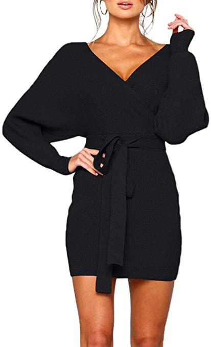 Knitted Backless Mini Dress | Must-Have Long Sleeve Casual Dresses for Fall | Basic Housewife