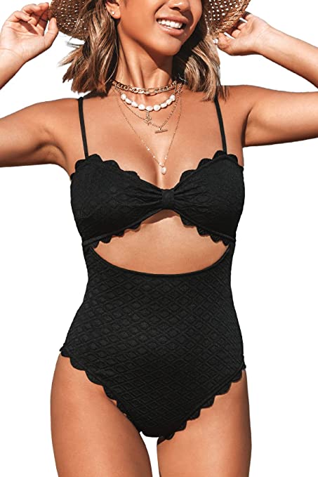 Cutout Scallop Trim Swimsuit | One Piece Swimsuits on Amazon | Basic Housewife