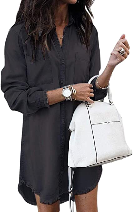 Denim Button Down Shirt Dresses | Must-Have Long Sleeve Casual Dresses for Fall | Basic Housewife