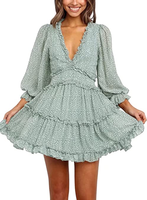 Ruffle Floral Print Mini Dress | Must-Have Long Sleeve Casual Dresses for Fall | Basic Housewife