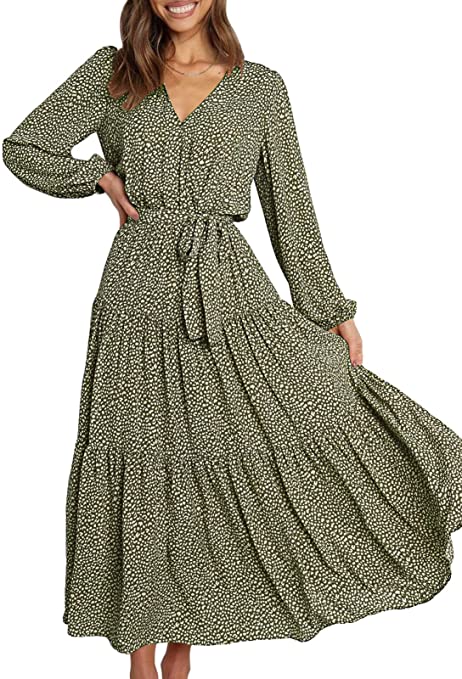 Leopard Print Ruffle Tiered Maxi Dress | Must-Have Long Sleeve Casual Dresses for Fall | Basic Housewife