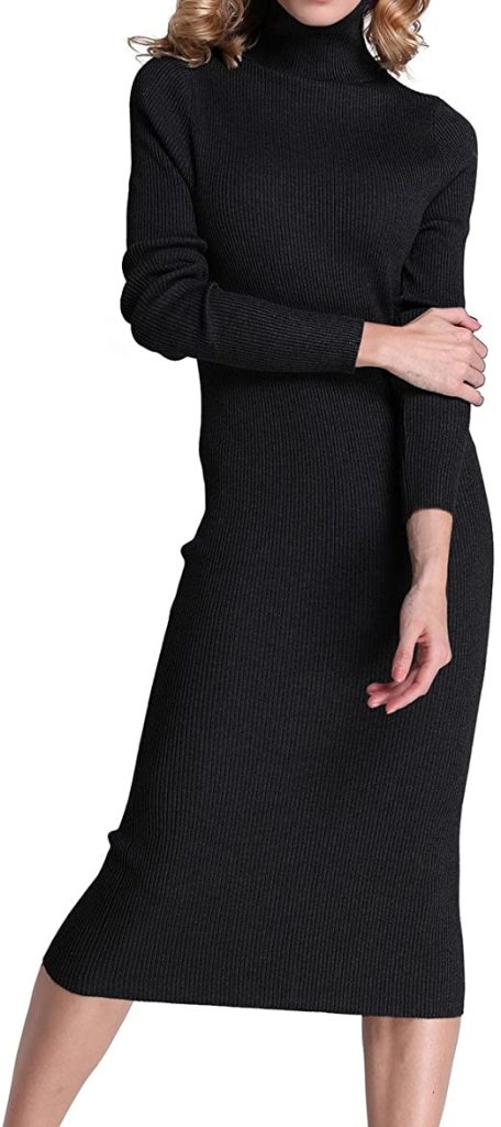 Turtleneck Ribbed Sweater Dress | Must-Have Long Sleeve Casual Dresses for Fall | Basic Housewife