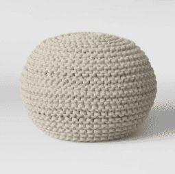 Chunky knit pouf | Home Decor: Must-Haves for a Minimalist Bohemian Living Room