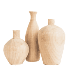 Wooden vase sculptures | Home Decor: Must-Haves for a Minimalist Bohemian Living Room