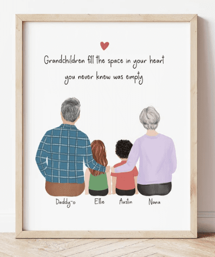 Custom Illustrated Art | 25+ Personalized Gifts for Grandparents That They'll Cherish