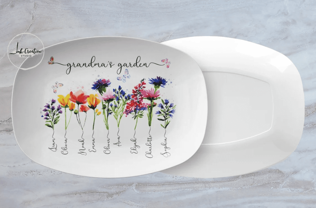 Floral Garden Serving Platter | 25+ Personalized Gifts for Grandparents That They'll Cherish