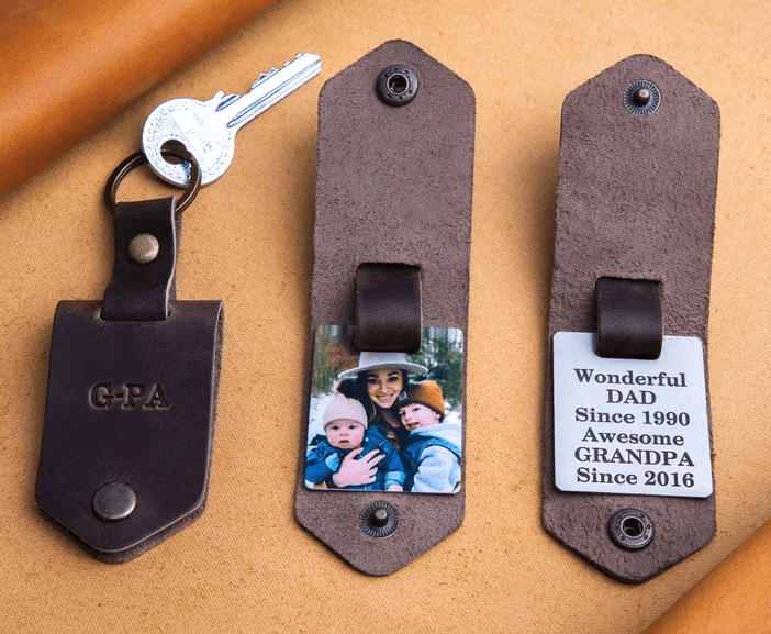 Leather Picture Keychain | 25+ Personalized Gifts for Grandparents That They'll Cherish