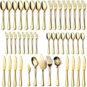 Gold Silverware Set | Pretty Kitchen Accessories To Make Your Kitchen Look More Expensive Than It Is | BasicHousewife.com