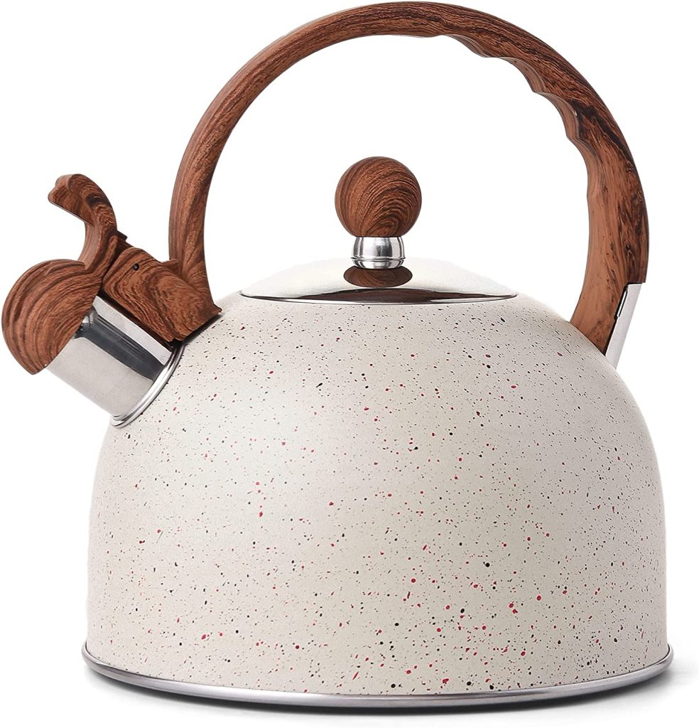 Stainless Steel Tea Kettle | Pretty Kitchen Accessories To Make Your Kitchen Look More Expensive Than It Is | BasicHousewife.com