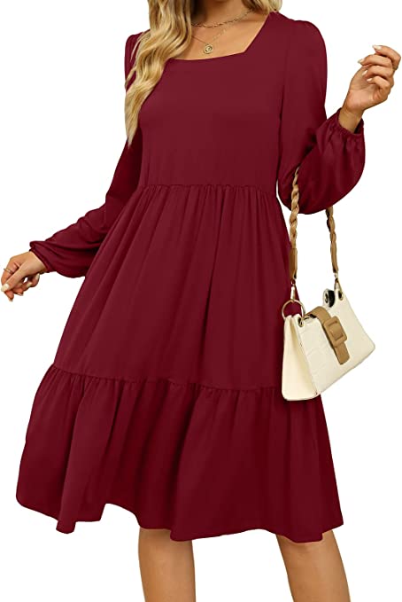 Casual Puff Sleeve Dress | 20+ Cute and Casual Dresses for Winter on Amazon | BasicHousewife.com