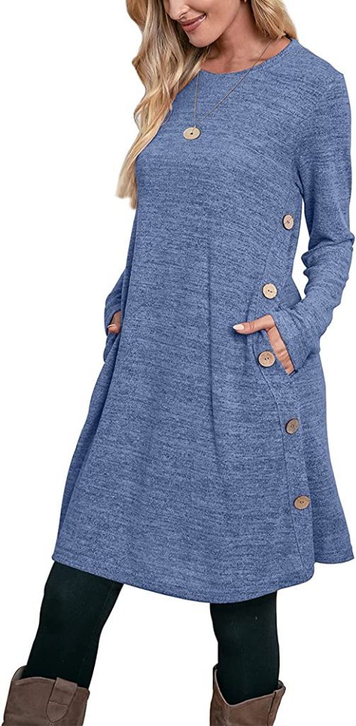 Long Sleeve Dress with Pockets | 20+ Cute and Casual Dresses for Winter on Amazon | BasicHousewife.com