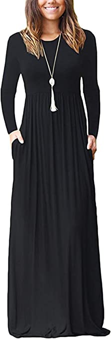 Loose Plain Maxi Dress | 20+ Cute and Casual Dresses for Winter on Amazon | BasicHousewife.com