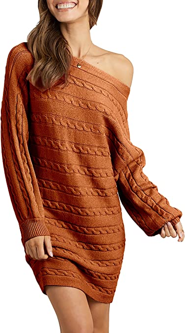 Off Shoulder Pullover | 20+ Cute and Casual Dresses for Winter on Amazon | BasicHousewife.com