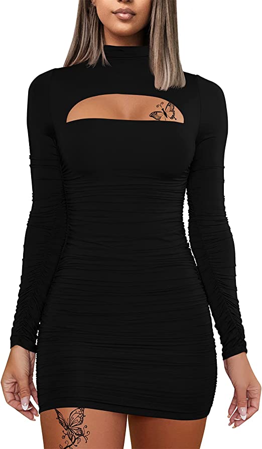 Ruched Mini Dress | The Best Long Sleeve New Years Eve Dresses on Amazon