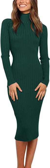 Slim Fit Midi Dress | 20+ Cute and Casual Dresses for Winter on Amazon | BasicHousewife.com