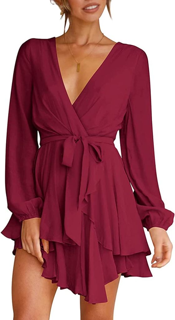 Tie Burgundy Dress | The Best Long Sleeve New Years Eve Dresses on Amazon